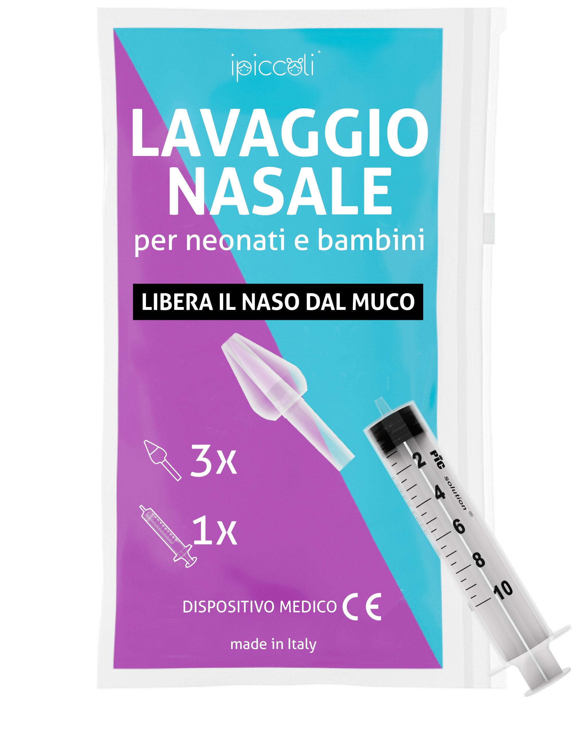 Respiro libero PLUS: Set lavaggio nasale con siringhe e olive nasali